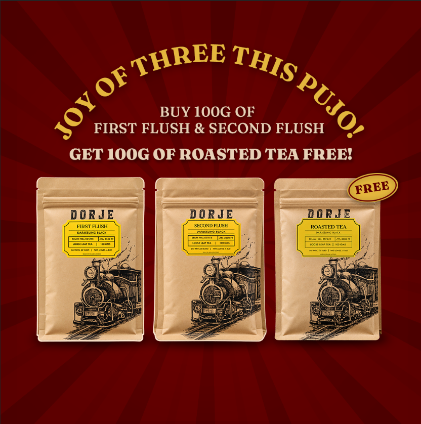 Durga Puja Bundle (Black)- First flush 100g + Second flush 100g + Roasted 100g